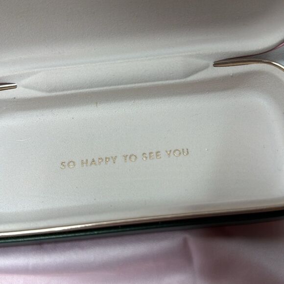 Kate Spade New York Eyeglass Pink/Green Eyeglass Case With Cleaning Cloth. - Picture 7 of 7